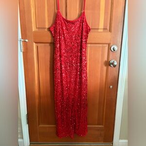Grace Karin Red Sequin Maxi Dress